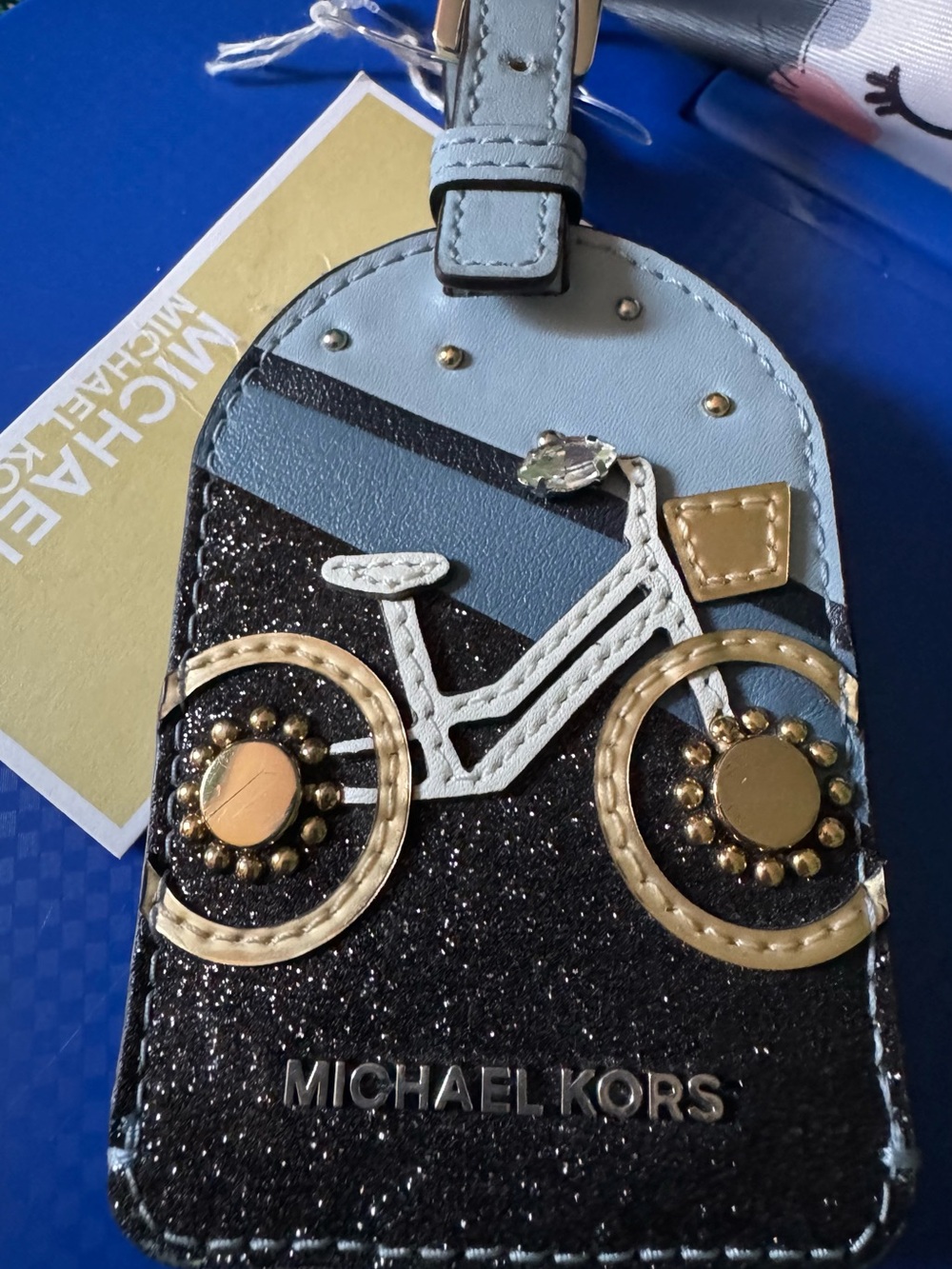 MICHAEL KORS leather bag tag w embellishments NEW w tags!